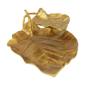 ถาดเสิร์ฟรูปทรงใบไม้สุดพิเศษ ถาดโลหะสำหรับภาชนะใส่อาหารที่บ้าน สีทองนิกเกิลเงางาม ภาชนะบนโต๊ะอาหาร ทำด้วยมือ ปรับแต่งได้ - Product Image 6