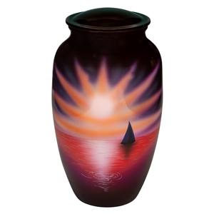 Urna Funeraria Estilo Americano Sunset Sail, Urna Blanca con Capacidad de 200 Pulgadas Cúbicas, Diseño Conmemorativo con Atardecer de Sol sobre Agua - Product Image 6