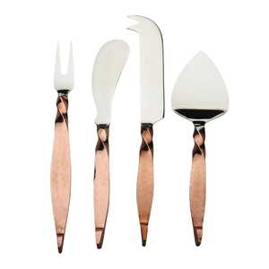 Juego de cuchillos para queso de lujo con mangos retorcidos y martillados para utensilios de cocina y restaurante - Product Image 1