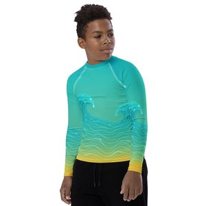 Men's Long Sleeve Rash Guard: Blue <b>Coral</b> UPF 50+ Surf Shirt - Product Image 5