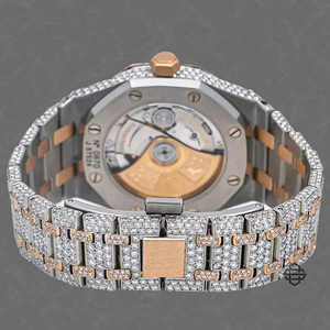 Luxury Stunning Fancy Dual Tone Arabic Number Moissanite Diamond Full Iced Octagon Glass Quartz Movement Fashion Business Watch - Product Image 3