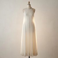 Robe de soirée sirène longue en tulle blanc simple de haute qualité, ornée de perles et de cristaux floraux, avec col halter |   Balai écologique