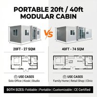 Maison conteneur modulaire préfabriquée en acier, pliable, respirante et épaissie, de 20 pieds, à faible coût, pour usage commercial extérieur, construction rapide en 60 minutes
