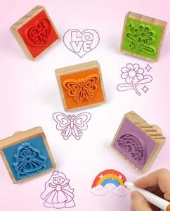 Juego de herramientas de estampado artesanal de calidad premium, juego de sellos de goma mini coloridos y duraderos, hechos a mano por exportador a bajo precio. - Product Image 2