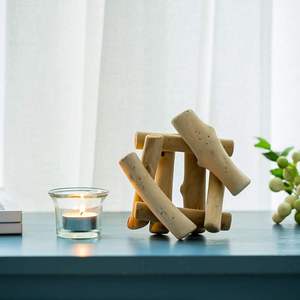 Ensemble de porte-bougies décoratifs en bois pour bougies chauffe-plat, finition noyer foncé, design rustique, coffret cadeau - Product Image 6