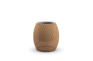 Maceta Redonda de Mimbre y Ratán, Cesta para Plantas de Interior y Exterior, Recipiente de Jardín con Recubrimiento en Polvo, Decoración para el Hogar - Product Image 1