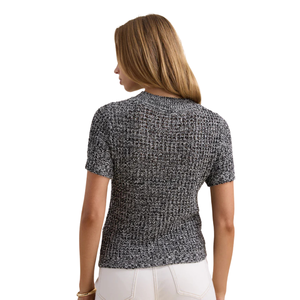 Haut en tricot texturé pour femme, manches courtes, col rond, coupe ajustée, pull décontracté d'été, extensible et doux, élégant, pour tous les jours - Product Image 4
