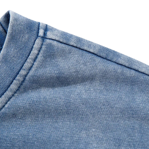T-shirt bleu délavé pour homme, coupe oversize, manches courtes, col rond, style vintage décontracté, streetwear, vente en gros - Product Image 6