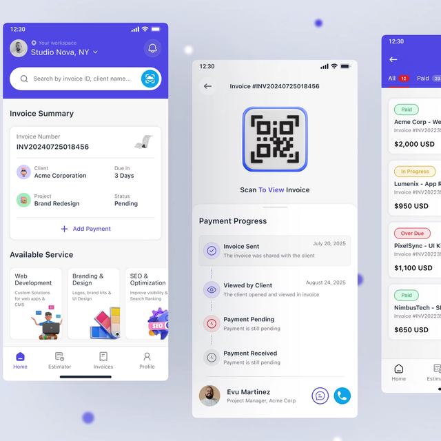 RoyalCraft Enterprise Mobile Rental Booking App Development Android MAC GST Tax Calculation Payment Reminders Client Management