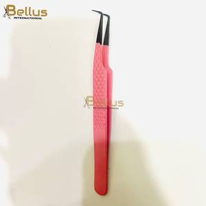 Pinzas Profesionales para Pestañas con Punta de Fibra Marrón, Punta Negra de 45 Grados, Acero Inoxidable, Pieza Única - Product Image 6