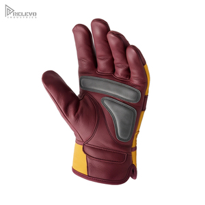 ถุงมือมอเตอร์ไซค์ลาเท็กซ์แบบกำหนดเอง สีเหลืองมัสตาร์ด ด้านหลังทำจากผ้าใบ บุแผ่นรองสีเทาบริเวณฝ่ามือและส้นเท้า สำหรับงานหนัก ใช้งานได้ทั่วไป - Product Image 2