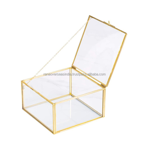 Gran oferta, caja de latón ecológica y vidrio transparente, joyero cuadrado pequeño con tapa de enganche, ideal para anillo de oreja y más - Product Image 1