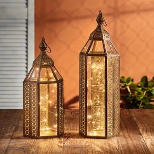 Farolillo de Metal con Recubrimiento de Polvo Negro, Logotipo Personalizado, Patrón Recortado en Dorado, Decoración para Piscina, Sala de Estar, Restaurante, Boda - Product Image 1