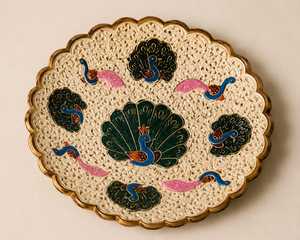 Cuencos artesanales decorativos de Metal, superventas, nuevo estilo, decoración de lujo para el hogar, frutero, pavo real, cuenco en relieve colorido - Product Image 2