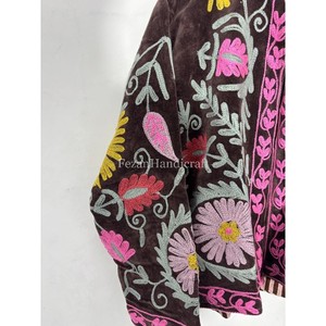 Floral Embroidery Jacket Handmade Velvet Short Unisex Jacket With Inside Cotton Lining Women's Casual Jacket - Product Image 3