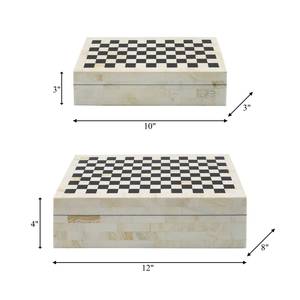 Handmade Black & White Bone Inlay Jewelry <b>Storage</b> Box Unique Chess Geometric Design for Home Decor and Gift Container - Product Image 6