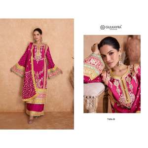 DISEÑADOR CHINON BORDADO CODIFICACIÓN TRABAJO TOP PALAZZO CON DUPATTA - Product Image 1