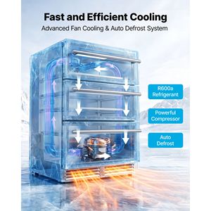 Enfriador de Bebidas Bajo Encimera de 24 Pulgadas, Refrigerador de 3 Cajones, Gran Capacidad, Acero Inoxidable 304, 3 Zonas de Almacenamiento Separadas para RV - Product Image 5