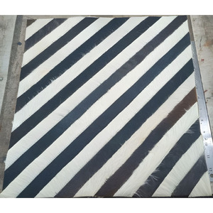 Modern Handmade Hair on Hide Square Cowhide Area Rug Geometric <b>Leather</b> Block Patchwork For Floor Carpet Living Room House Decor - Product Image 1