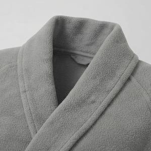 Bata de Felpa Larga para Mujer, Cuello Mandarín, Manga Larga, Suave y Cómoda, para Otoño, Color Sólido, 100% Algodón, Lavable a Máquina - Product Image 5