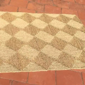 Juego de manteles individuales y posavasos de junco marino con diseño de trenza natural, material: jacinto seco para mesa de café; origen: Vietnam, elaborado artesanalmente. - Product Image 1