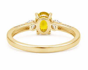 Anillo de Lujo con Gema Amarilla de Corte Ovalado y Detalles de Diamantes para Mujer, Oro de 10K/14K/18K, Plata de Ley 925/935, Anillo de Compromiso/Boda - Product Image 4