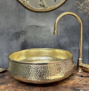 Premium Brass Wash <b>Basin</b> Handmade Bathroom Vanity Sink Luxury Countertop Design For Modern Home Decoration - Product Image 2
