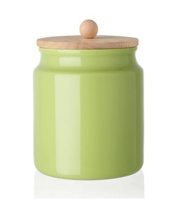 Modern Ceramic <b>Storage</b> Canister Gold Accent Lid Speckled Finish Airtight <b>Kitchen</b> Organizer Luxury Countertop Jar - Product Image 6