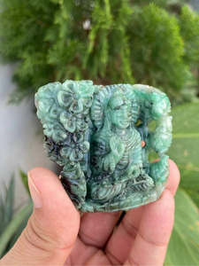 Natural Emerald Buddha <b>Statue</b> | Hand Carved Brazilian Gemstone Buddha Idol | Meditation Spiritual Decor | Wholesale Supplier - Product Image 2