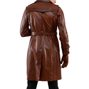 Abrigo de Cuero Genuino para Hombre, Estilo Nuevo, Personalizado, Talla Grande, Largo Regular, Color Personalizado, Cuello en V, Botones de Cuerno, Otoño Invierno - Product Image 4