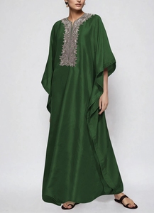 Beautiful New Modest <b>Kaftan</b> Dubai Abaya for Women Floor Length Polyester Handmade Embroidery Traditional Islamic Clothing - Product Image 2