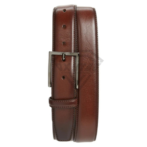 Ceinture en cuir véritable pour homme, fabrication sur mesure, luxe, marron, en cuir de vachette, ceinture classique pour affaires, boucle en métal, OEM - Product Image 1