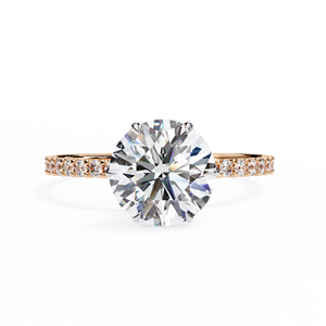 Anillo de Compromiso, Aniversario o Boda de Oro de 10k, 14k o 18k con Diamante Redondo de 2 Quilates con Engaste Pavé, Diseño de Diseñador de Moda, Certificado IGI - Product Image 2