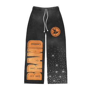 Nuevo Diseño Personalizado, Conjunto Deportivo de Dos Piezas Estilo Vintage Lavado, Ropa Deportiva con Logotipo Personalizado, Sudadera con Pedrería y Efecto Desgastado por el Sol - Product Image 5