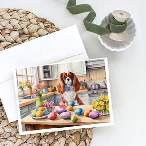 Whimsical <b>Easter</b> Cavalier Spaniel Greeting <b>Cards</b> <b>Pack</b> 8 Blank Note <b>Cards</b> with Envelopes A7 Size 5x7 for Decorative Note Writing - Product Image 2