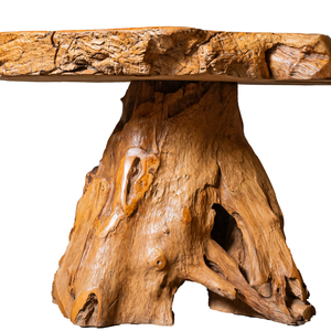 Tabourets en bois naturel, ensemble de table en racine de teck rustique de luxe, meubles artisanaux pour salon, hôtels, villas, ARTERRA Cafe - Product Image 2