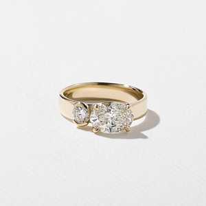 Oval Round Lab Grown Diamond Toi Et Moi Engagement <b>Ring</b> 14k 18k Gold 1.85Carat 4mm <b>Two</b> <b>Stone</b> Bezel Wedding Band Gift For Women's - Product Image 1