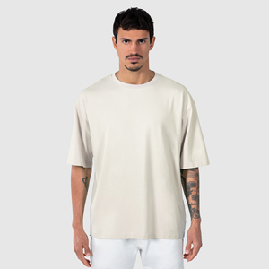 Mens Oversized O Neck <b>Short</b> <b>Sleeve</b> T-Shirt 100% Cotton Jersey Fabric Solid Color Casual Style White - Product Image 1