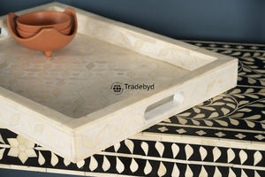 Bandeja Decorativa Premium con Incrustaciones de Hueso para Servir en la Mesa de Comedor, Estilo Tradebyd - Product Image 3