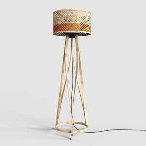 Lámpara de pie de bambú sostenible con pantalla tejida a mano de diseño moderno - Product Image 6