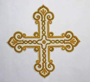 Cruz litúrgica griega de lujo con bordado a mano en hilo de oro, aplique de alambre de oro para vestimenta eclesiástica, personalizable - Product Image 5