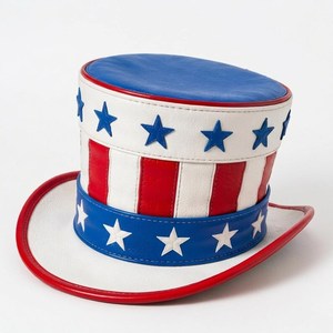 Wholesales hot selling Premium quality custom Handmade custom colour Leather <b>Top</b> Hat with blue Lining Steampunk Gothic Cosplay - Product Image 3