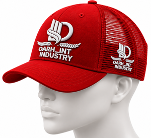 Gorra de malla roja de 6 paneles con cierre a presión, logotipo bordado en la parte delantera, estilo casual unisex, ajuste regulable - Product Image 4