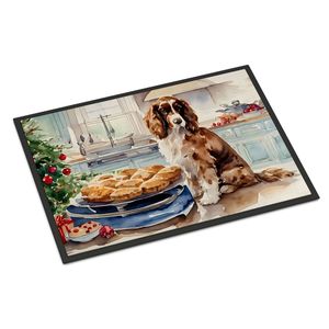 Nouveau Cocker Spaniel biscuits de Noël paillasson 18H X 27W intérieur extérieur antidérapant Low Pile tapis lavable pour entrée porte d'entrée - Product Image 1