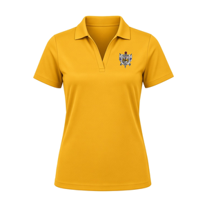 เสื้อโปโลแขนสั้นสีเหลืองทอง ปักลายตราสัญลักษณ์ คอวี กระดุมหน้า ลำลอง สำหรับชมรมกอล์ฟ เสื้อพรีเมียมสไตล์กรีก - Product Image 3
