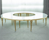 Table de luxe en acier inoxydable lune demi-ronde hôtel événement Serpentine table de mariage table en forme de s doré