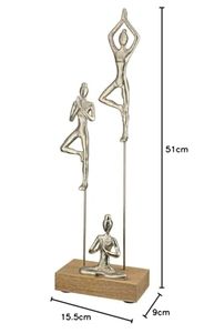 9D x 15.5W x 51H Aluminum Metal Yoga Figurine Sculpture Set Handmade Minimalist Artistic Tabletop <b>Decor</b> Living Room - Product Image 3