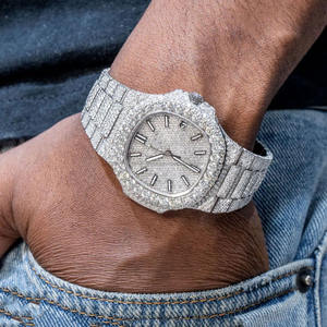 Montre de luxe pour homme, mécanique analogique, style hip-hop, sertie de moissanite, bracelet en acier inoxydable, cadeau d'anniversaire - Product Image 3