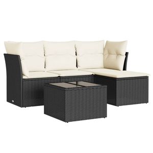 Ensemble de canapés de jardin en rotin PE noir avec structure en acier thermolaqué et verre trempé, mobilier d'extérieur haut de gamme - Product Image 2
