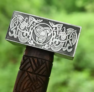 MS Enterprises Handcrafted Viking Hammer – Engraved Carbon Steel Machinist Hammer, Industrial Grade Steel Craft International - Product Image 2